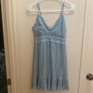 Light Blue Dress with Lace Detail